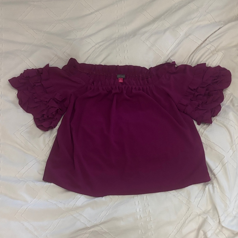 Vince Camuto Magenta Ruffle Sleeve Blouse